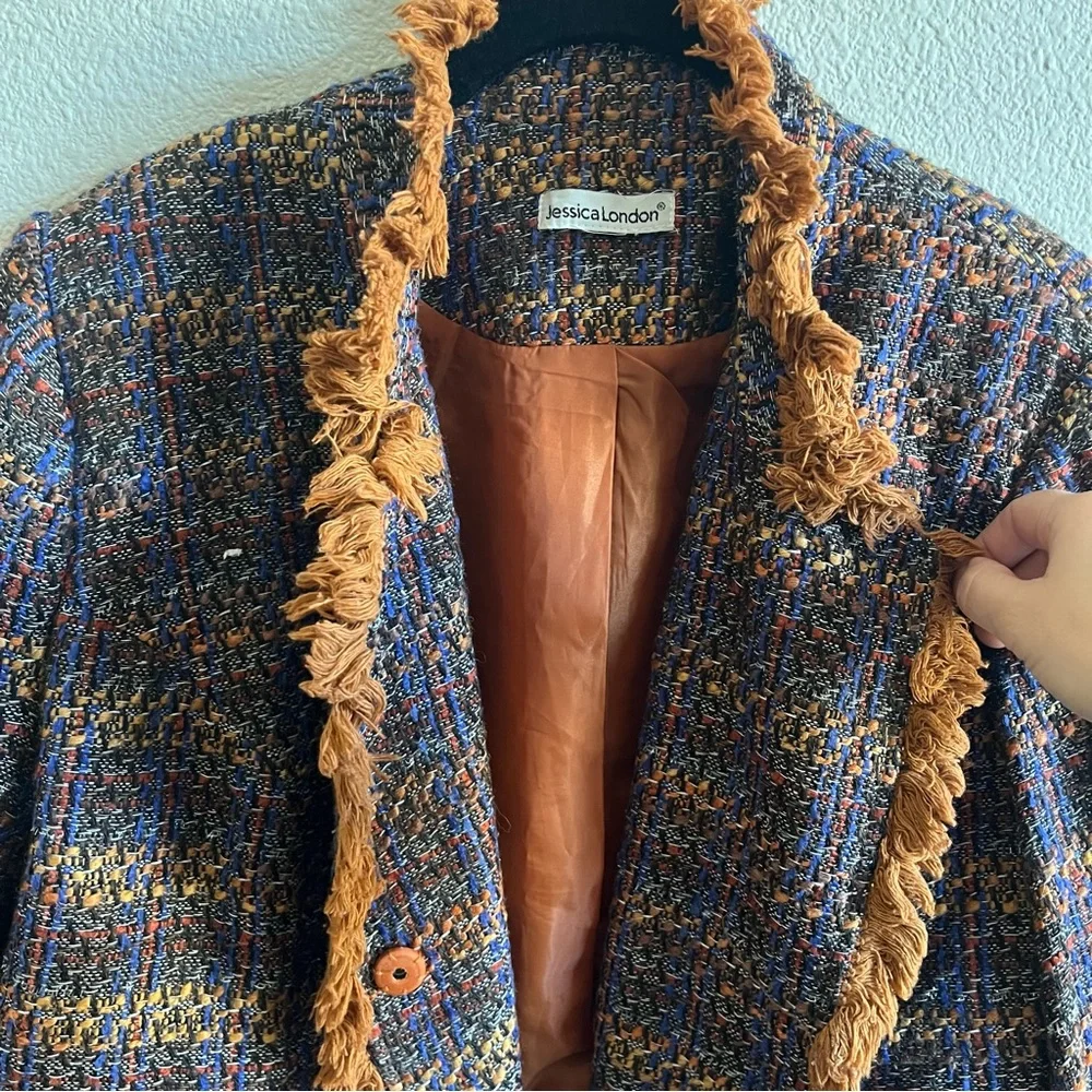 Jessica London Multicolor Tweed Blazer with Fringe - Picture 7 of 13